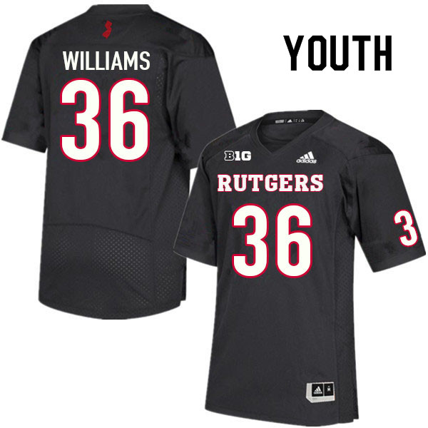 Youth #36 Dominick Williams Rutgers Scarlet Knights College Football Jerseys Sale-Black
